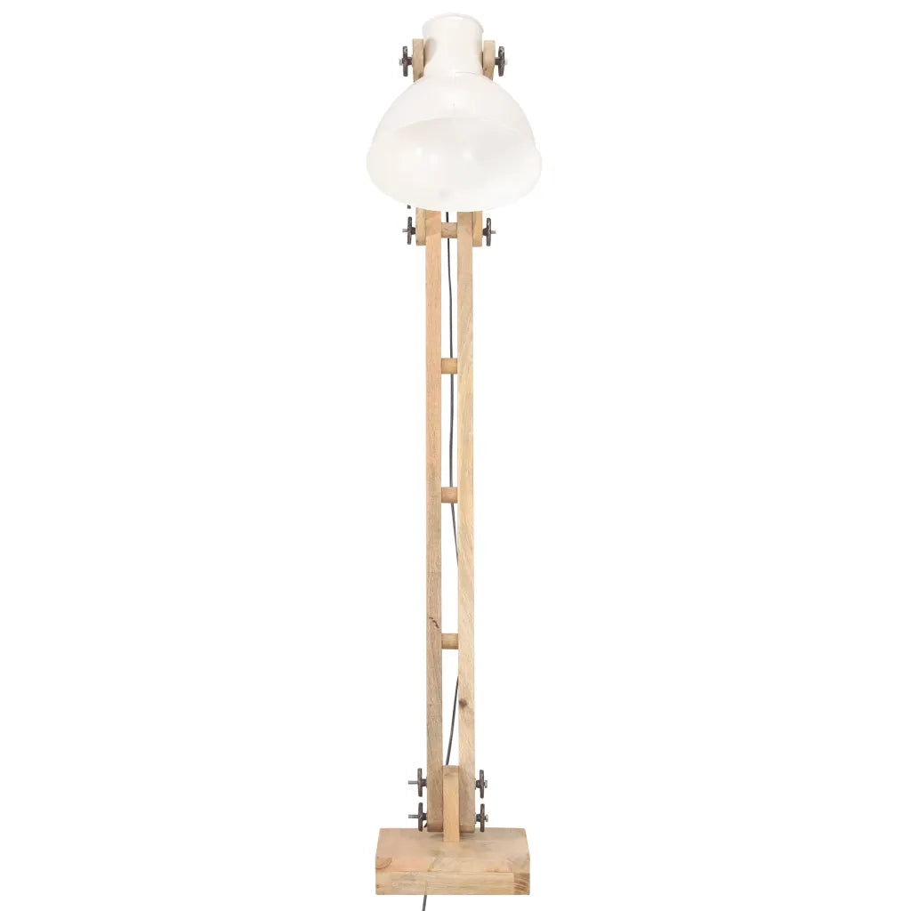 Lampada da Pavimento Bianca in Legno Massello di Mango E27 320582