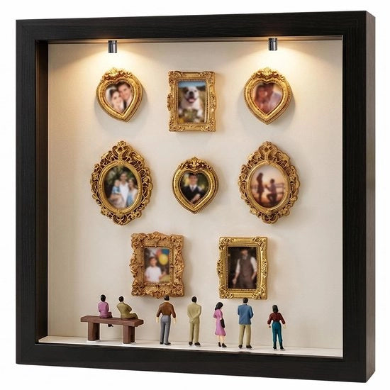 Scatola per foto miniatura Museo DIY - Scatola di ombra 3D - Fotoframmento in legno - Idea regalo Matrimonio - Decorazione creativa - Set di miniature realistico.