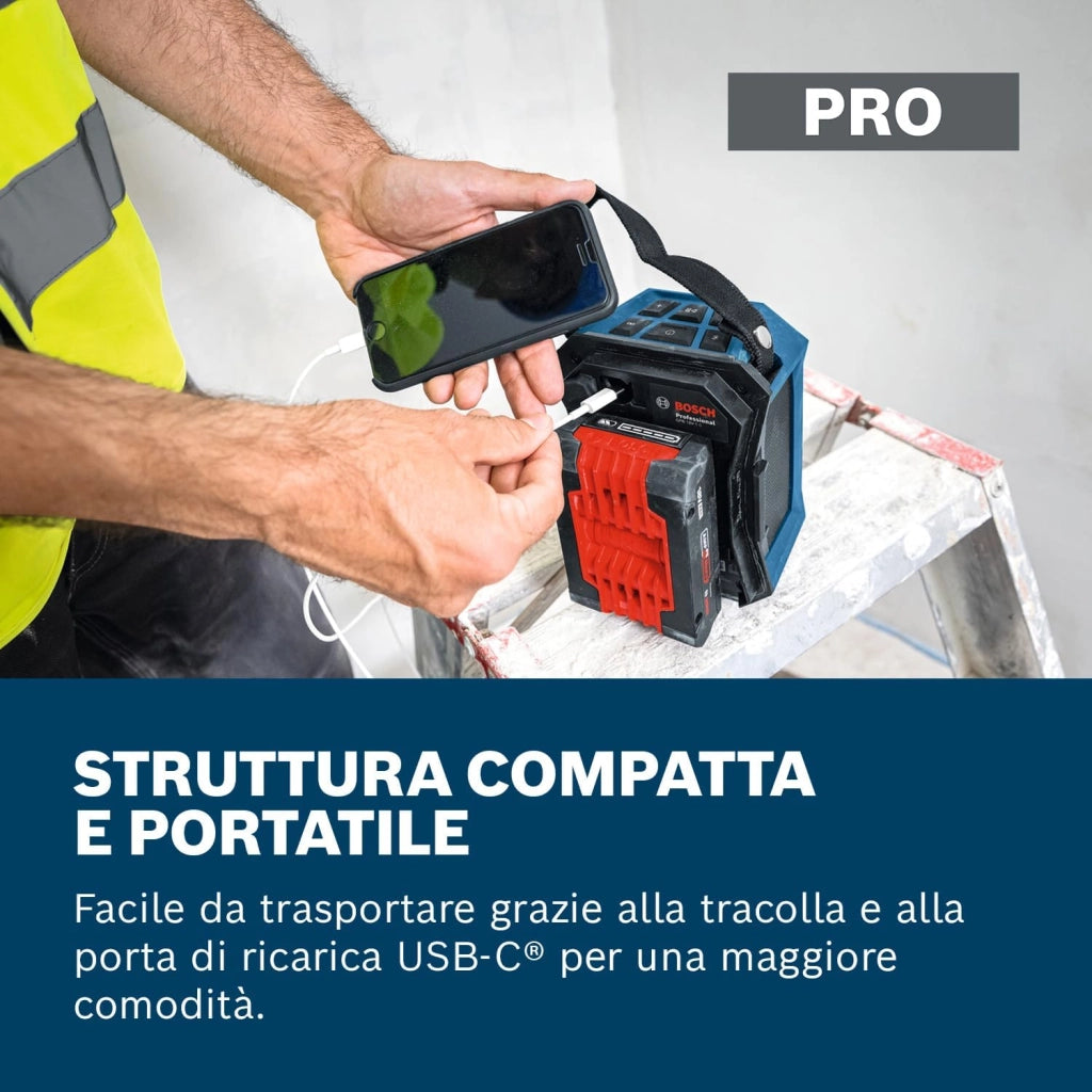Bosch Professional 18V System Altoparlante Bluetooth a batteria GPB 18V-1 C
