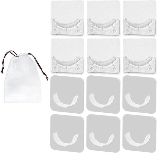12 Stanghouders per Douchegordijn + Tas di Ripristino | Supporto Universale per Stanghe | Installazione senza Fissaggio | Supporto per Parete per Stanghe di Douchegordino