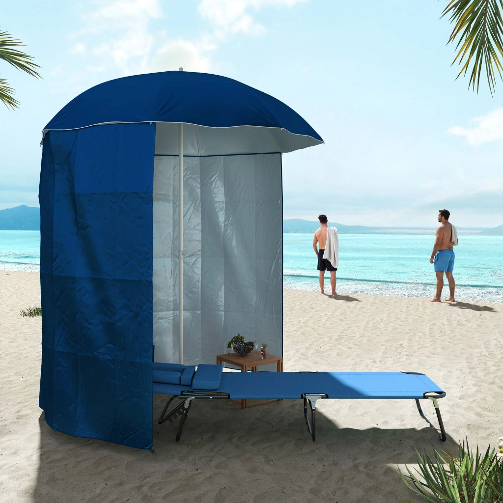 Ombrellone da Giardino con Tenda ¨C zephmum ¨C Blu Poliestere ?220x220 cm