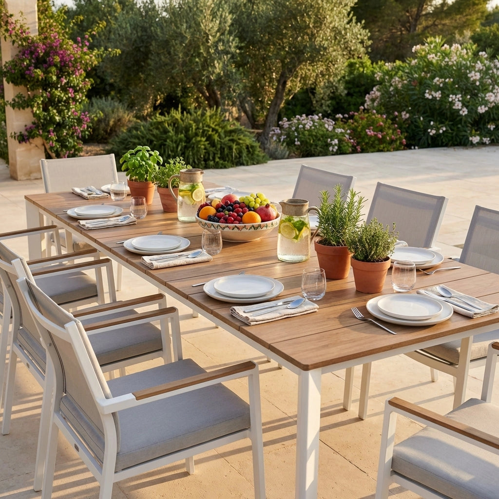 Tavolo da giardino allungabile piano effetto legno 215-280x100 cm - DEUS