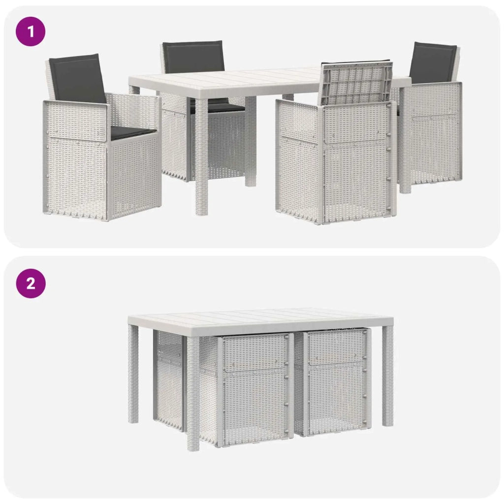 Set da Pranzo per Giardino 5 pcs Bianco e Antracite PP 3430064