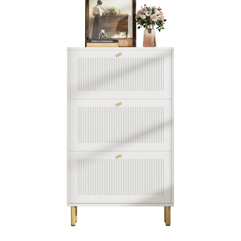 Scarpiera Slim con 3 Ante a Ribalta ¨C MINIMAL ¨C Bianco, 6 Ripiani, 73x23x125 cm