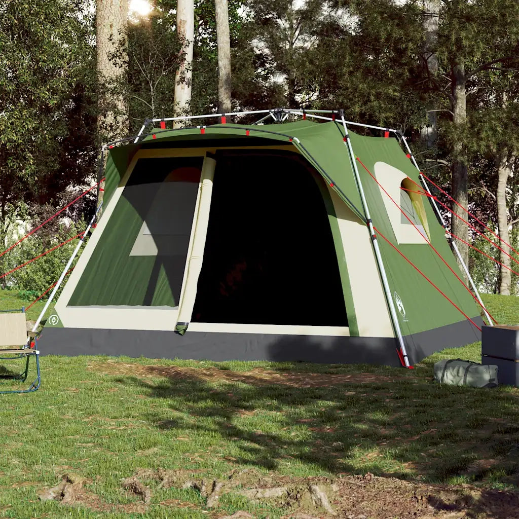 Tenda Familiare Cabina 7 Persone-Tenda da campeggio Verde a Rilascio Rapido