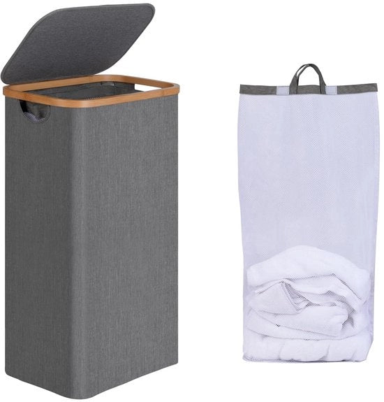 Sacchetto di plastica con coperchio - 75 litri - tas interno rimovibile - pieghevole - lino e bambù