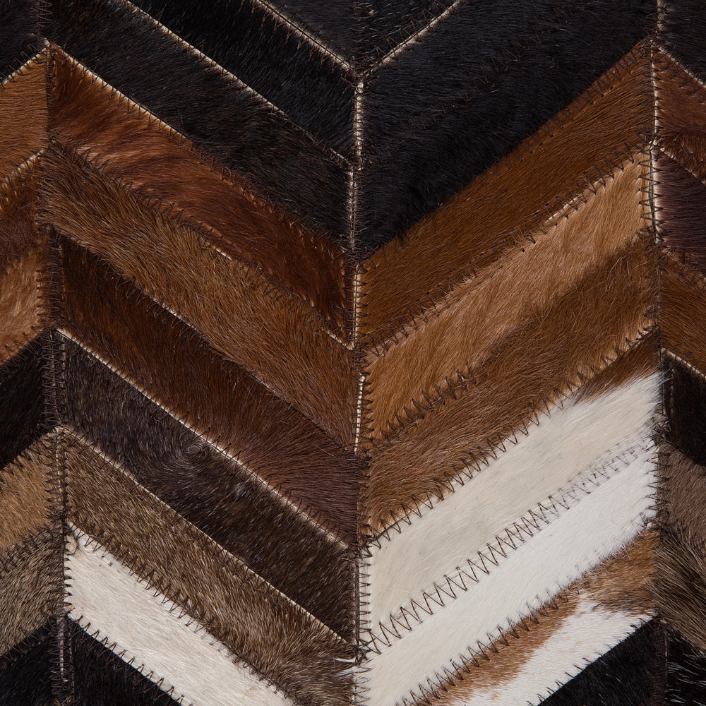 Tappeto tappetino Marrone Pelle 160 x 230 cm Patchwork Pelle Bovina Zigzag Rettangolare Country