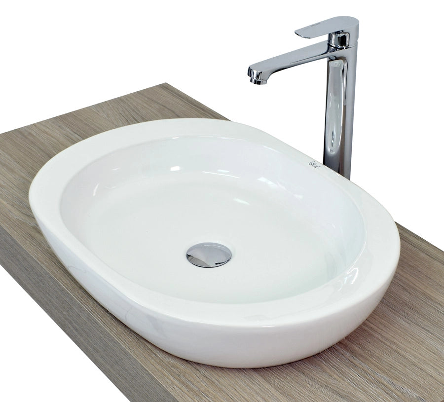Lavabo da appoggio senza troppo pieno 59x42x9,5cm Bianco Mues Smail