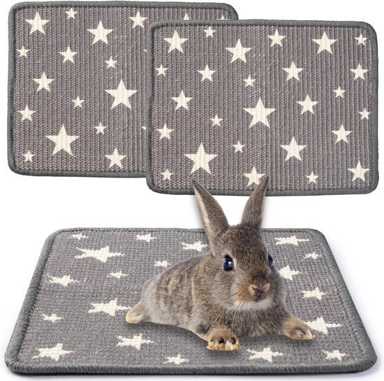 Caviamat 2 in 1 per conigli e piccoli animali 40x30cm, mattoncini di sisal naturale con superficie antiscivolo e riciclabile