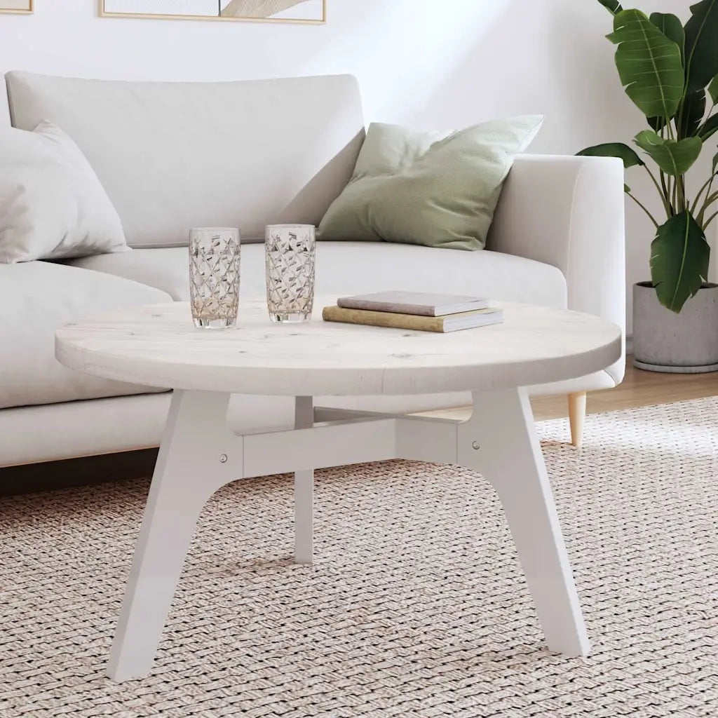 Piano Tavolo Rotondo Bianco Ø80x3 cm in Legno Massello di Pino 833671