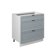 Vicco Mobiletto base per cucina Blu-grigio chiaro 80 cm con 3 cassetti, senza piano di lavoro