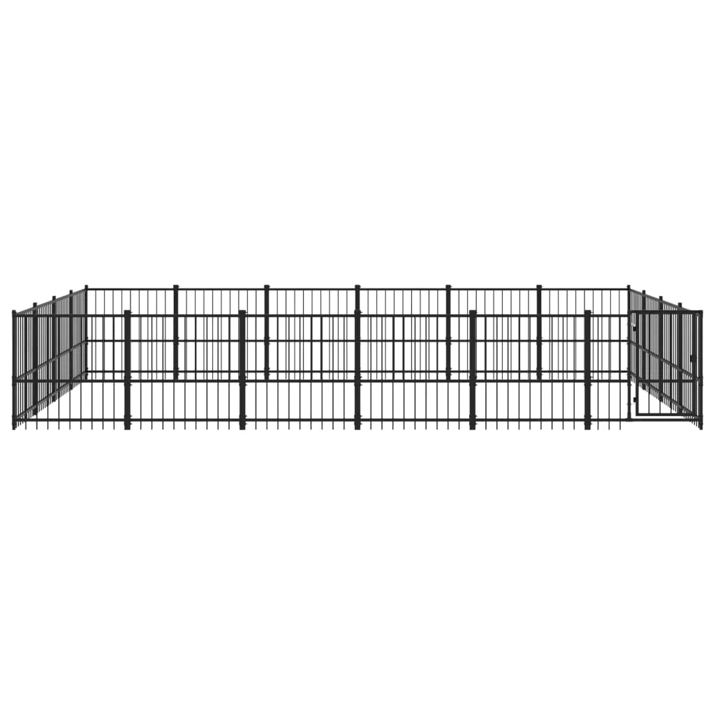 Gabbia per cuccia recinto per animali da esterno per cani in acciaio 22,58 m² nero 02_0041818