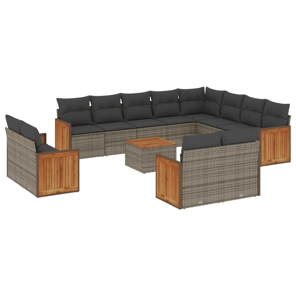 Set Divani da Giardino 13 pz con Cuscini Grigio in Polyrattancod mxl 113974