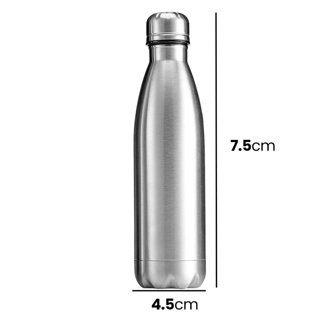 Bottiglia termica 500 ml design affusolato con tappo a prova di perdite Argento Avizar