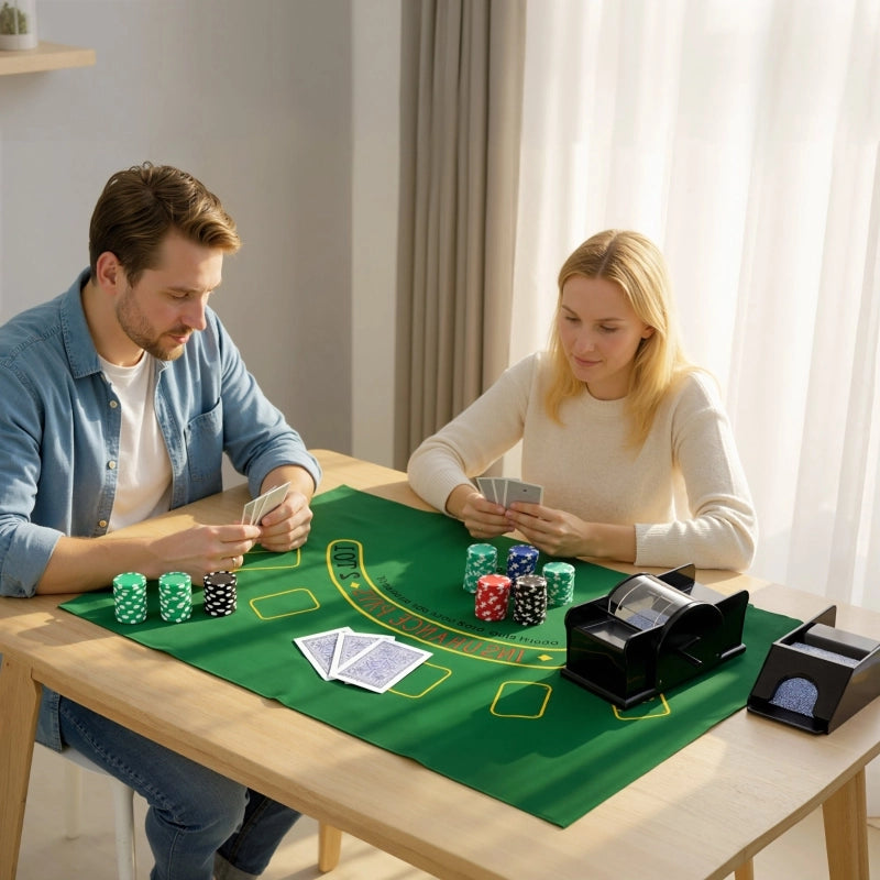 Set da poker, 300 fiches, dadi, 2 mazzi di carte, accessori, custodia, per 8 giocatori