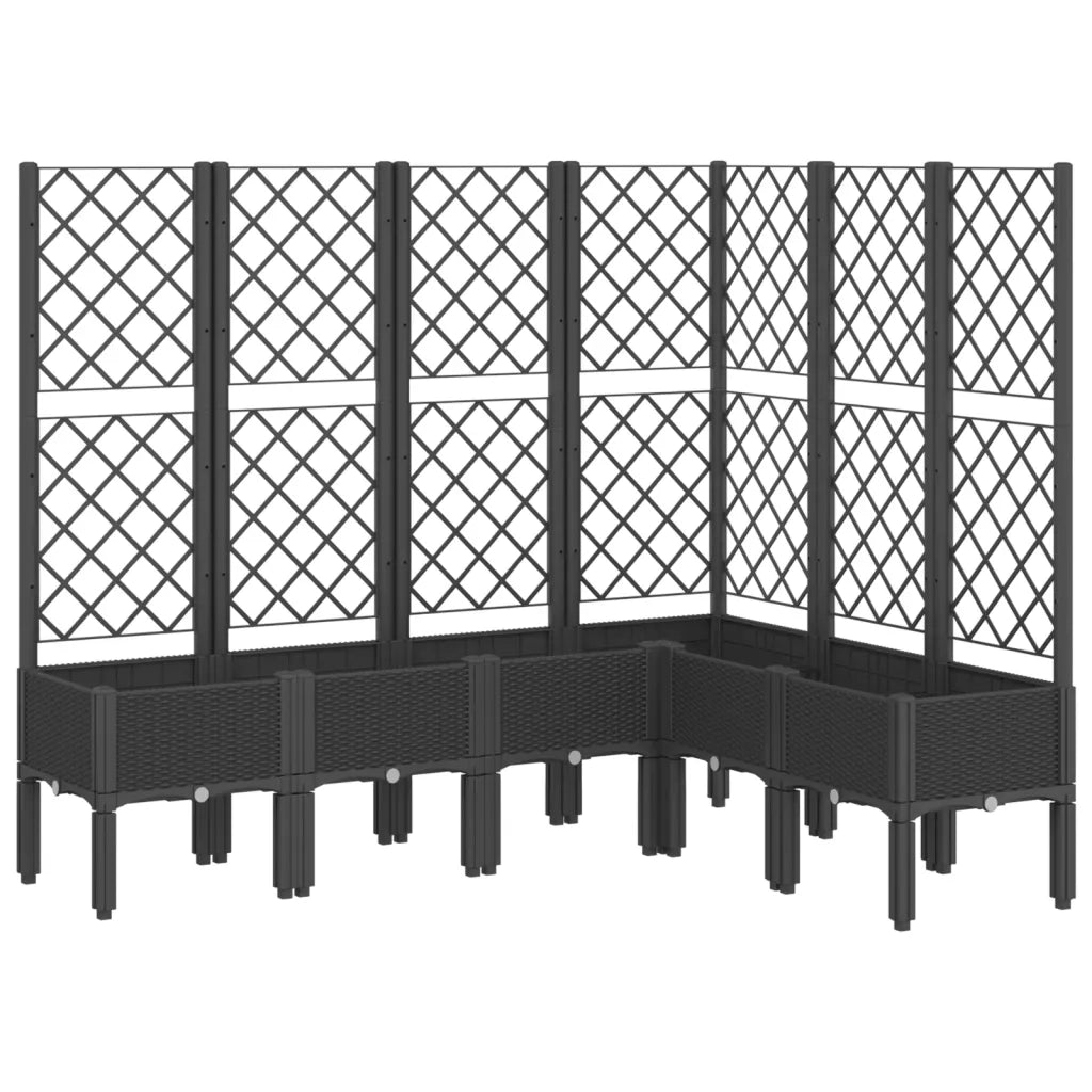 Fioriera da giardino con traliccio-Vaso da Esterno-Vaso con Griglia Nera 160x120x142 cm in PP