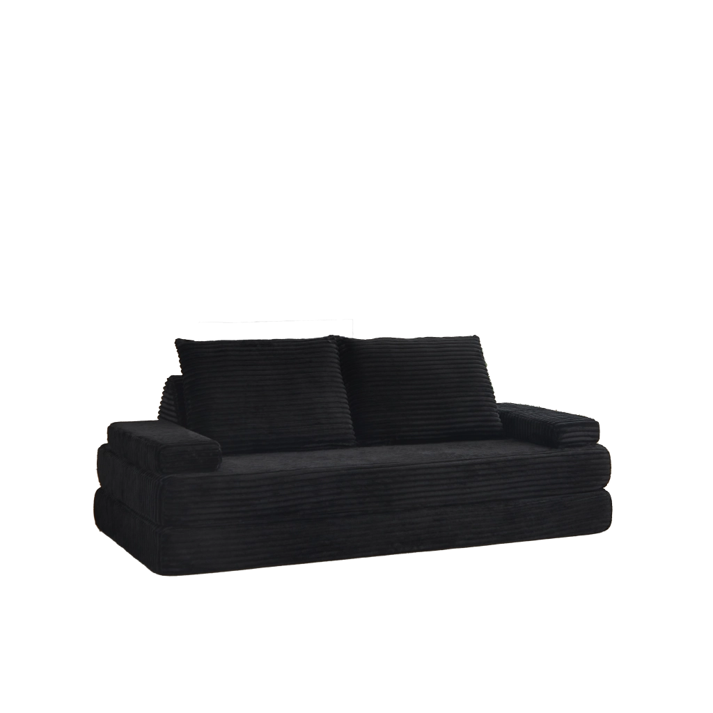 Divano letto in corda ¨C Minimal ¨C 210 cm, con 2 cuscini e schienali regolabili, grigio