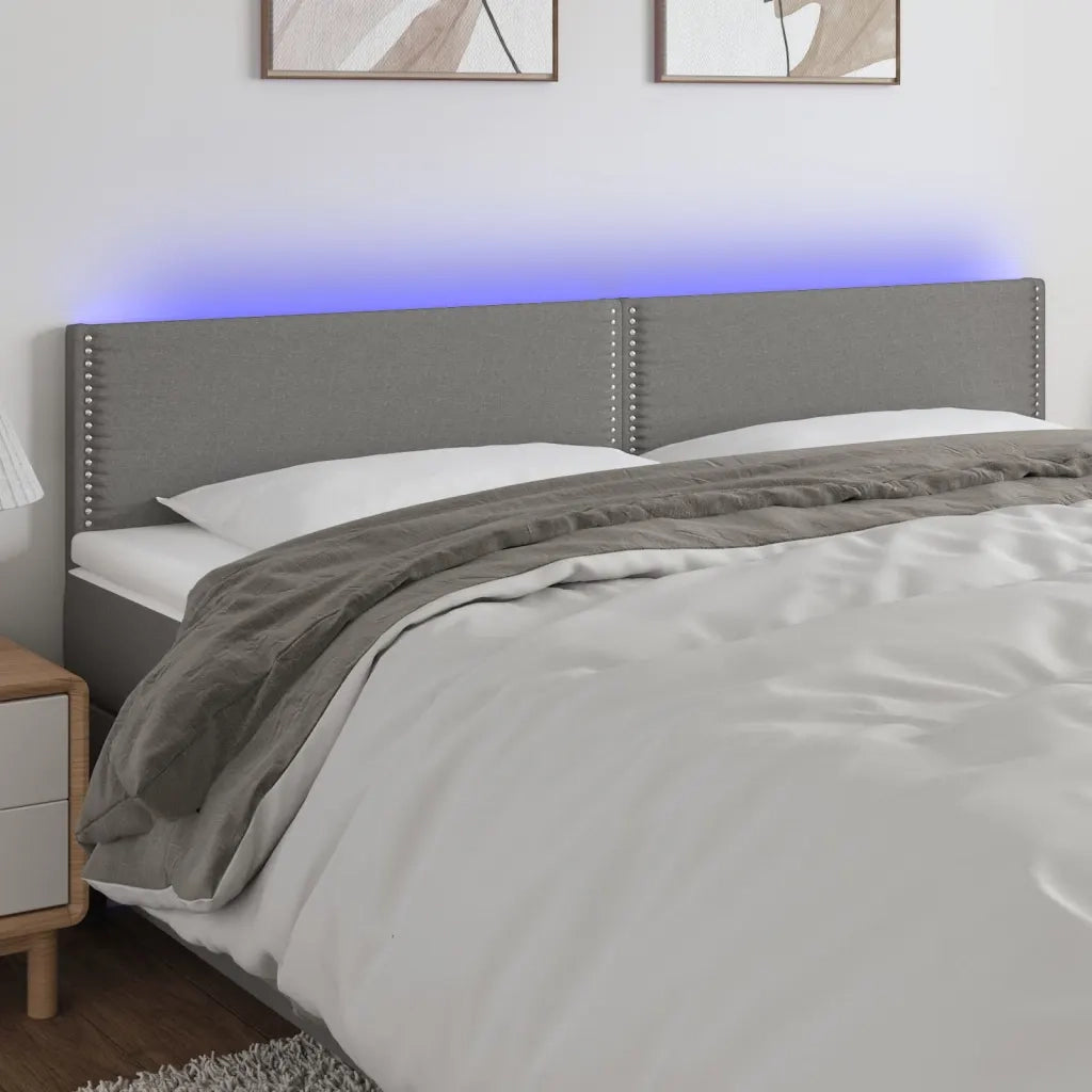 Testiera a LED-Testata con LED Grigio Scuro 200x5x78/88 cm in Tessuto 142391