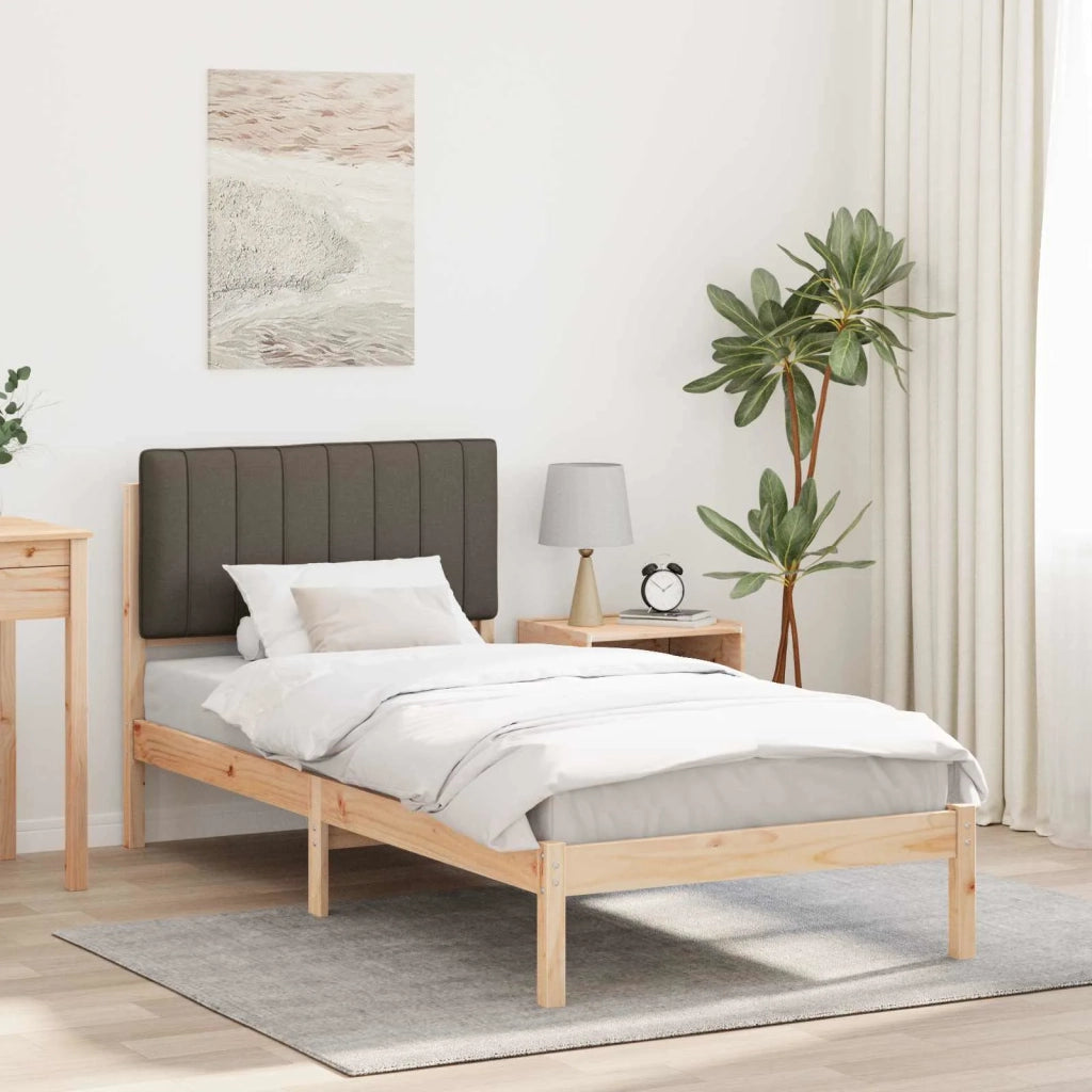 Letto con Testiera Rivestita Naturale e Taupe 90 x 200 cm 878077