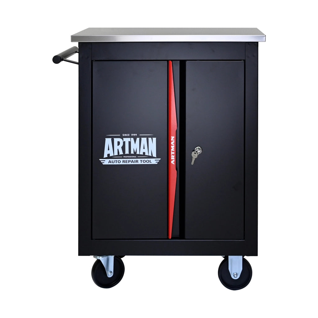 Carrello pieghevole a due ante con multiutensile ¨C Nero-Rosso