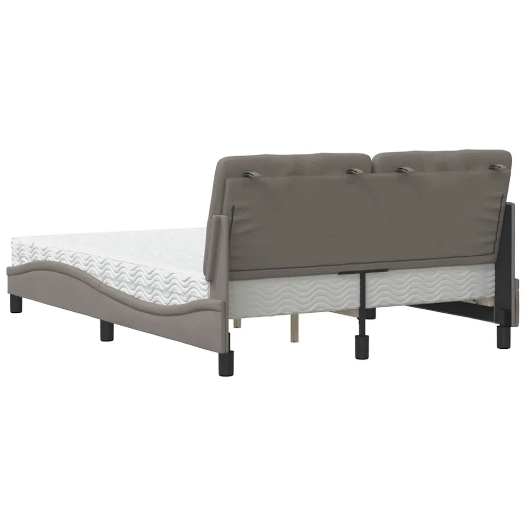 Letto con Materasso Tortora 140x200 cm in Tessuto