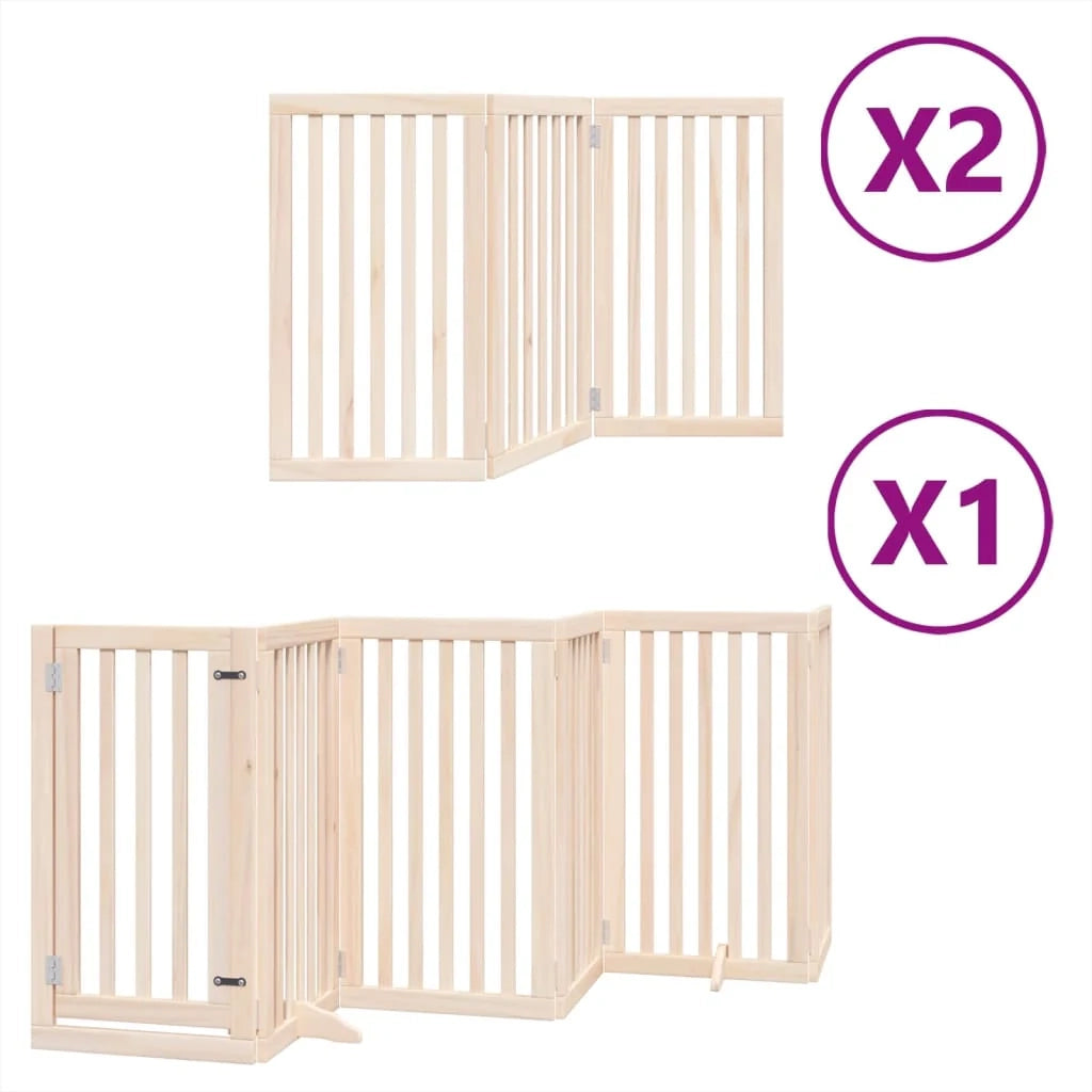 Cancelletto di sicurezza per animali domestici porta pieghevole 12 pannelli legno di pioppo marrone 02_0023163