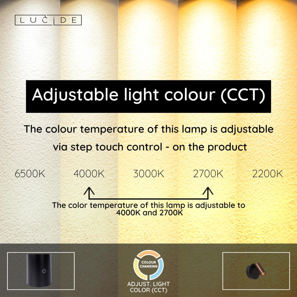 Faretto da parete TONI LED 2W wireless marrone nero Lucide
