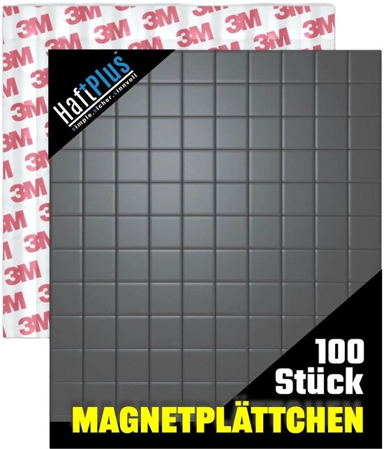 Tavole magnetiche autoadesive con adesivo 3M - 100 magneti adesivi per frigorifero, lavagna, ufficio, 10x10mm