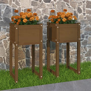 Fioriere 2 pz Marrone Ambra 40x40x81 cm Legno Massello di Pino 822129