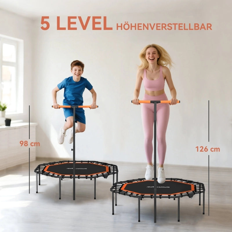 TRAMPOLINO FITNESS Pieghevole con maniglia regolabile 128x120 cm Nero