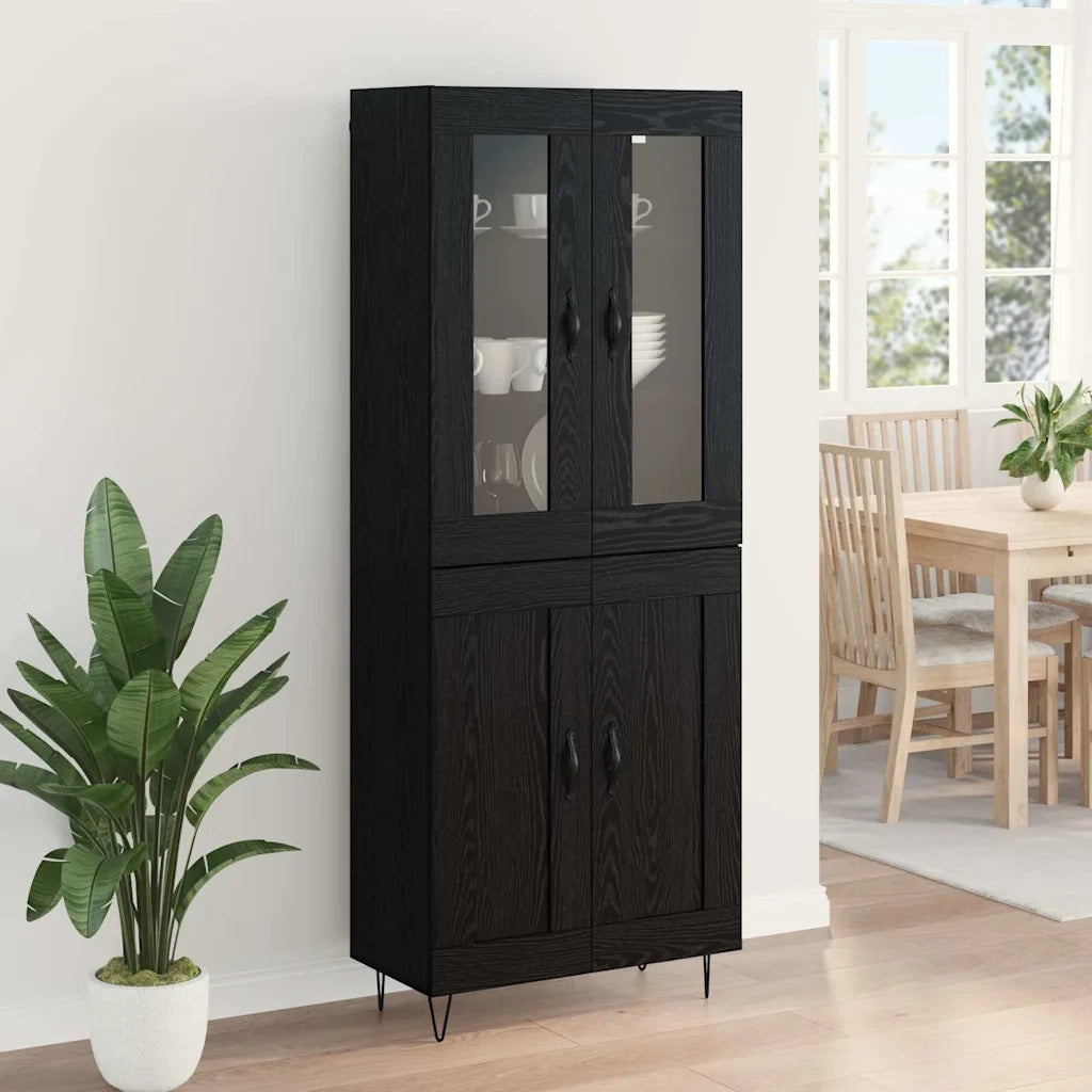Credenza Rovere Nero 69,5 x 34 x 90 cm Legno multistrato 3402717