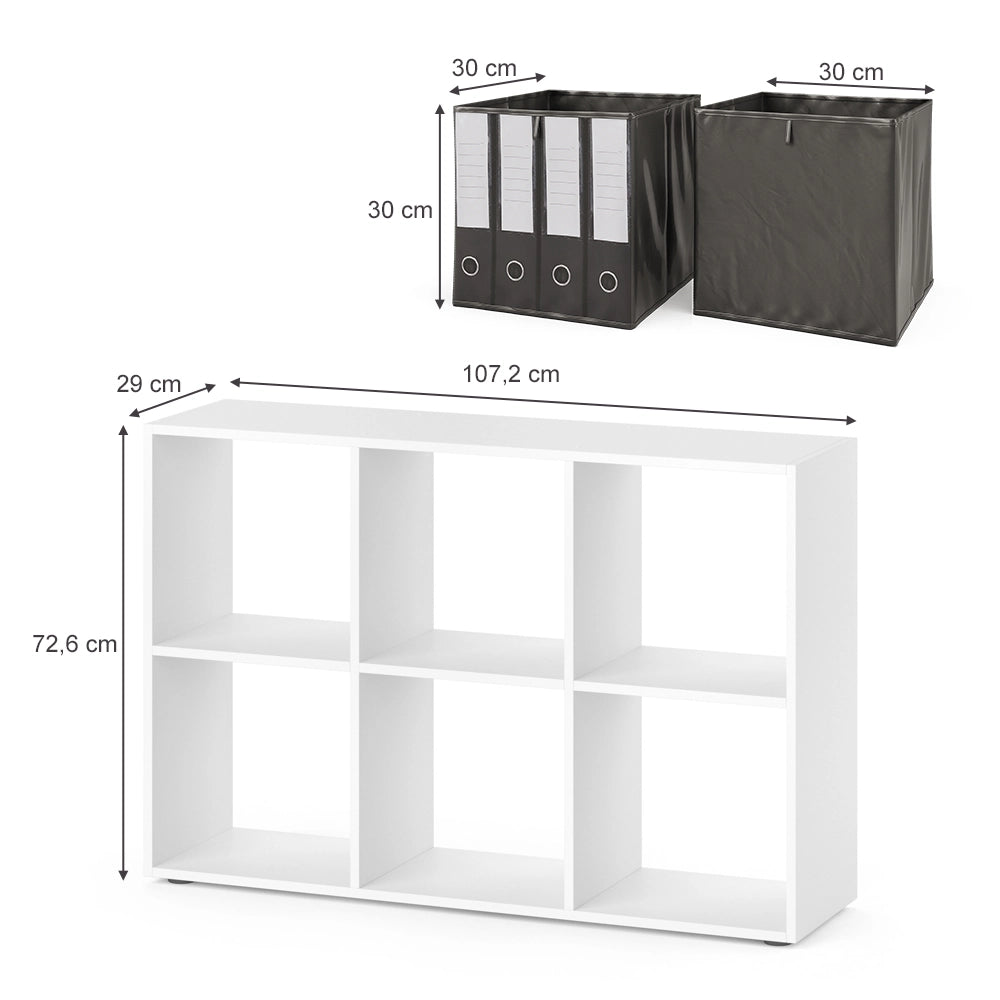 Vicco Scaffale Bianco 72 x 107.8 cm con 2 scatole pieghevoli