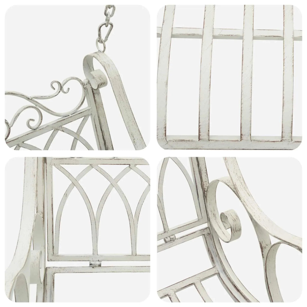 Panchina a Dondolo Acciaio 71 x 75 x 59 cm Bianco Antico