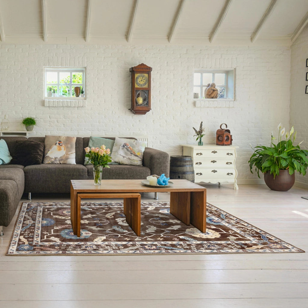Latadami, Tappeto Punti 640.000 m2 Altezza Pelo 6 mm 100% Polipropilene, 190x133 cm Marrone