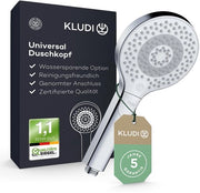 Douchekop universale, opzione per risparmio d'acqua, douchekop con 3 tipi di getto (corpo, capelli, pelle), facile da pulire, Ø 11,7 cm, douchekop, finitura cromata.