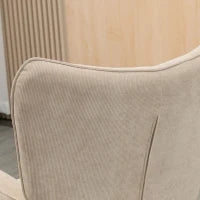 Poltrona Relax con Pouf Poggiapiedi in Velluto a Costine con Schienale Alto e Braccioli, Beige