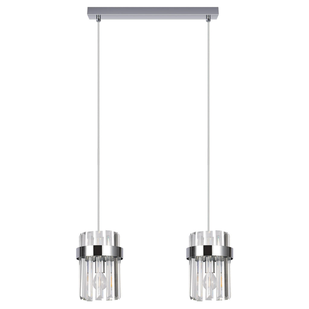 Lampada a sospensione Vetro cromata 40cm vetro 2xE14