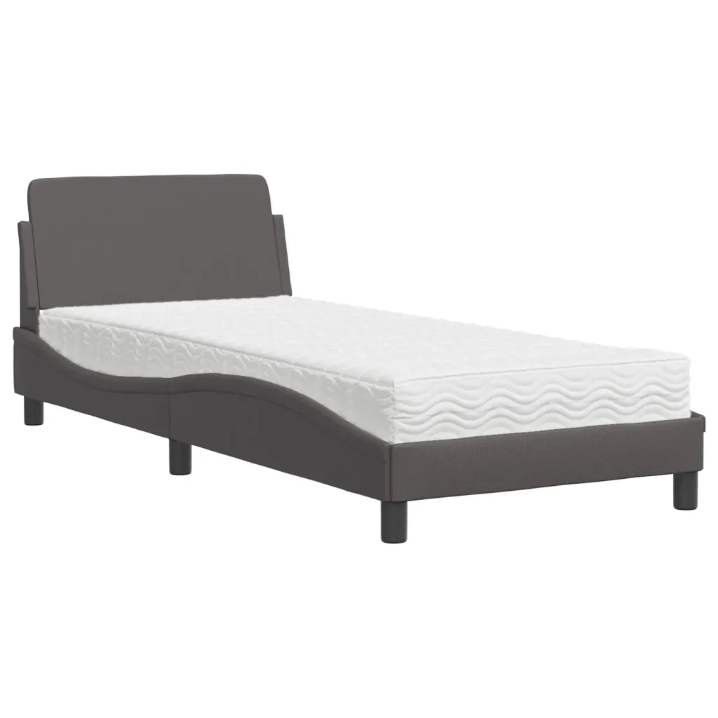 Letto con Materasso-Struttura Letto con Materasso Dover Grgio 80x200 cm in Similpelle