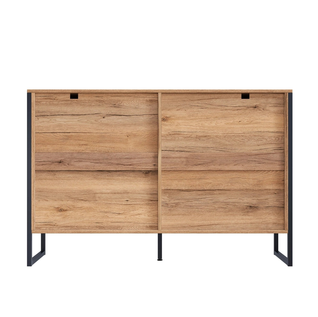 Credenza con 6 cassetti 120x40x80 cm in truciolare e MDF; nero e naturale