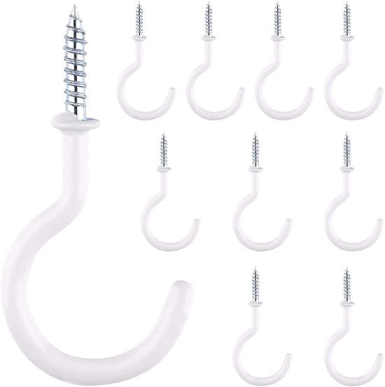 Cup Haken - Ophanghaken - Installazione semplice - Bianco - Multifunzionale - Adatto per soffitto e parete - 10 pezzi