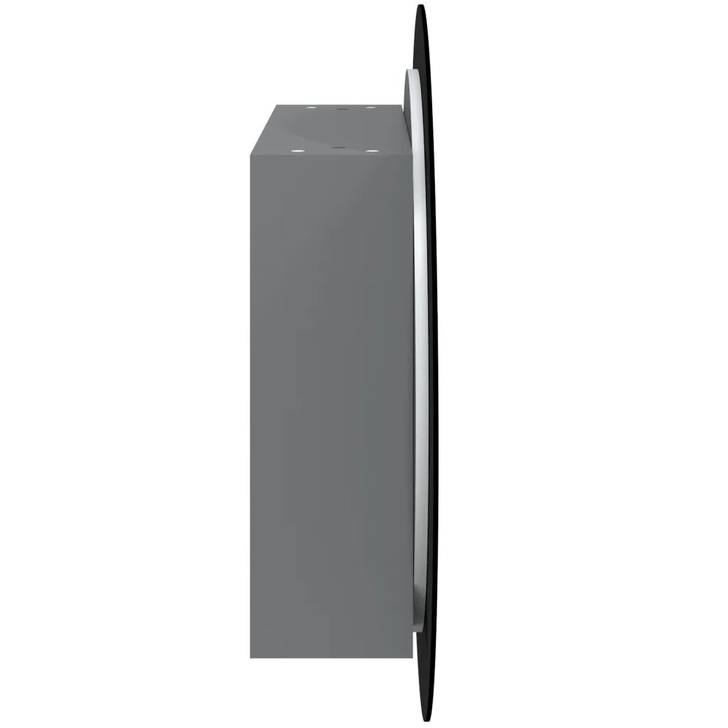 Mobiletto da bagno a parete con specchio rotondo e illuminazione a LED 54 x 54 x 17 cm ampio spazio contenitivo design elegante in legno grigio 02_0047114