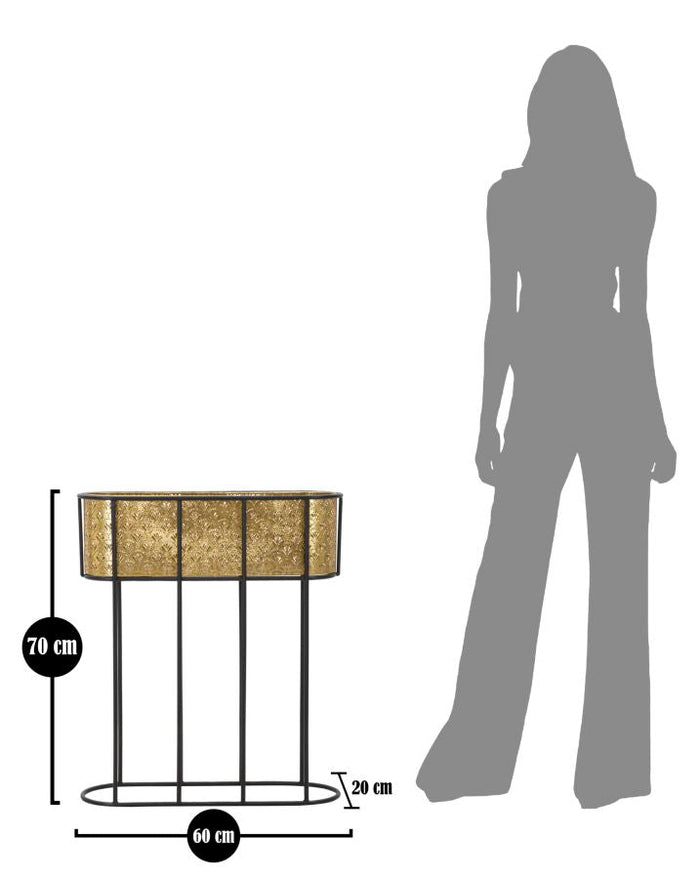 Porta Vasi Oval 60x20x70 cm in Ferro