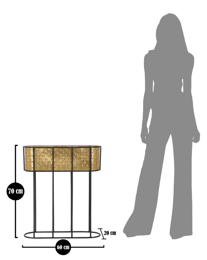 Porta Vasi Oval 60x20x70 cm in Ferro