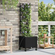 Vaso da Giardino con Irrigazione e Ruote Nero 40 x 40 x 148 cm 3422950