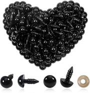 Occhi di sicurezza in plastica da 10 mm - 150 pezzi - Occhi per giocattoli - Anelli di chiusura - Foderamento per cuscini di peluche - Occhi di sicurezza per giocattoli