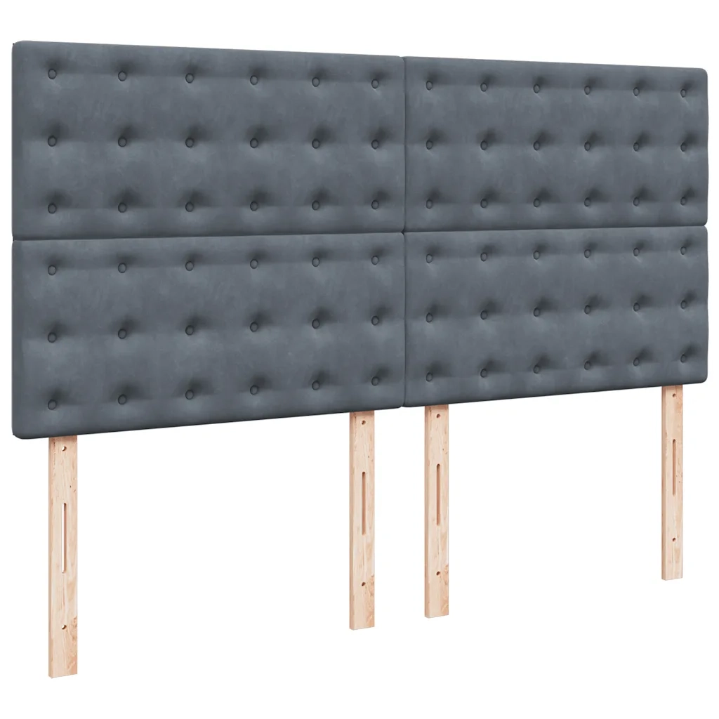 Giroletto a Molle con Materasso Grigio Scuro 180x200 cm Velluto