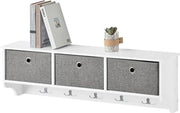 Capocassettiera da Parete per Abbigliamento, Bianco-Grigio, 100x20x30cm