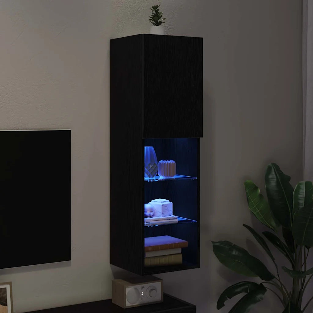 Set mobile TV Rovere Nero 30,5 x 30 x 102 cm Legno multistrato 862198
