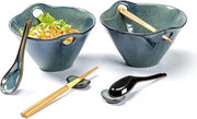 Insalata di noodle, zuppa di ramen con bastoncini da mangiare 2 set 600 ml, servizio da ramen con piatto a forma di ciotola giapponese