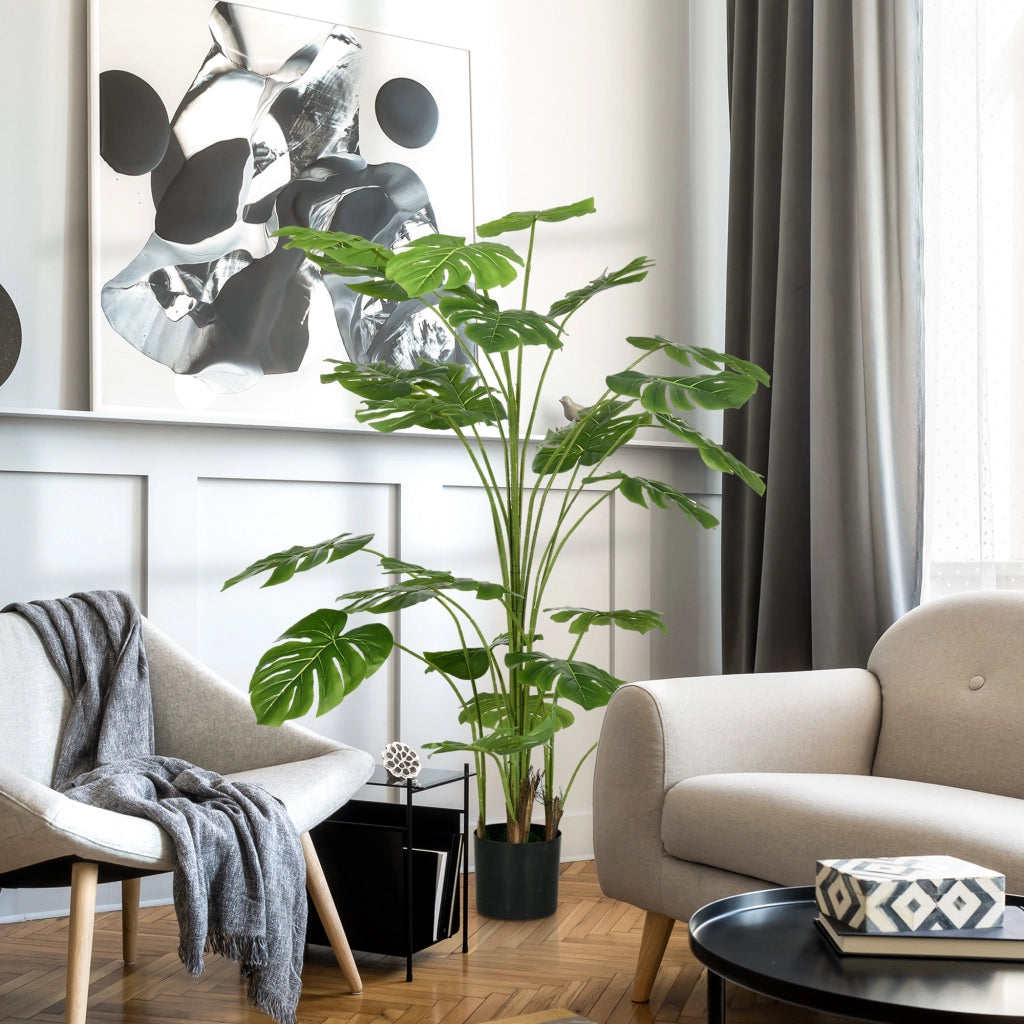 Piante artificiali, Monstera Deliciosa artificiale, pianta artificiale da 180 cm con 24 rami, pianta da interno, albero artificiale, decorazione per